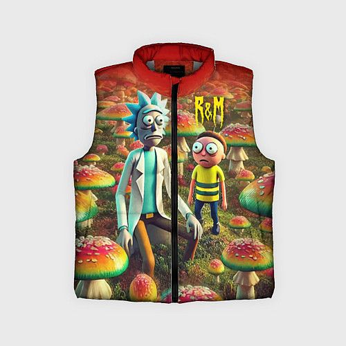 Детский жилет Рик и Морти заблудились в мухоморном поле / 3D-Светло-серый – фото 1
