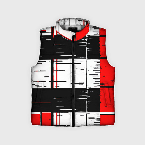 Детский жилет Чёрные и красные полосы на белом фоне / 3D-Светло-серый – фото 1
