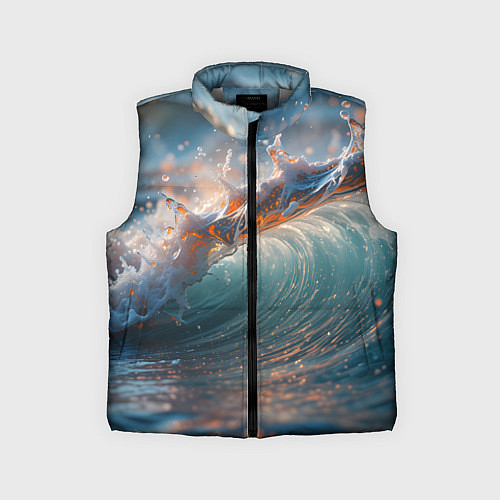 Детский жилет Волна и блики солнца / 3D-Светло-серый – фото 1
