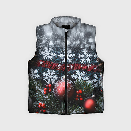 Детский жилет Новогодние снежинки / 3D-Светло-серый – фото 1