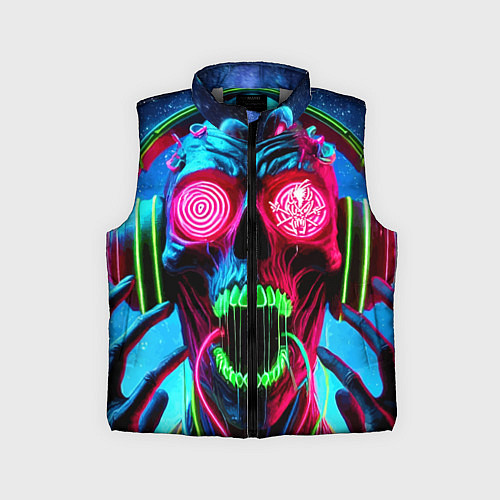 Детский жилет Metallica - neon skull with headphones / 3D-Светло-серый – фото 1