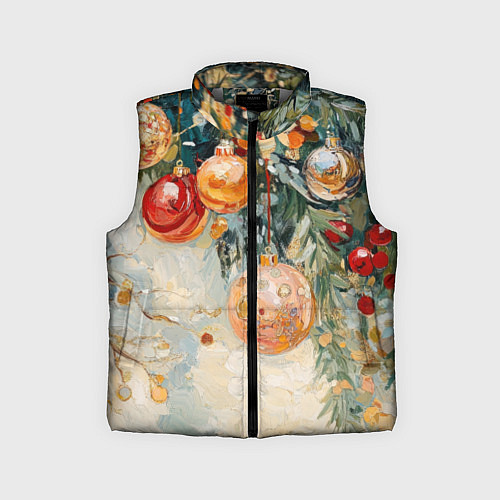 Детский жилет Большие и маленькие новогодние шары / 3D-Светло-серый – фото 1