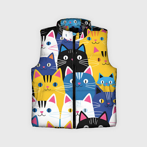 Детский жилет Много цветных котиков / 3D-Светло-серый – фото 1
