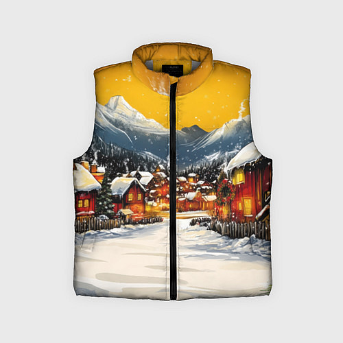 Детский жилет Ламповый новый год - домики / 3D-Светло-серый – фото 1