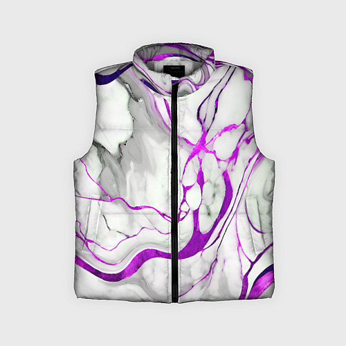 Детский жилет Фиолетово-белый мрамор / 3D-Светло-серый – фото 1