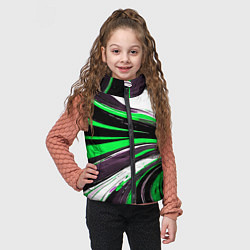 Детский жилет Волнистые чёрно-зелёные линии на белом фоне, цвет: 3D-черный — фото 2