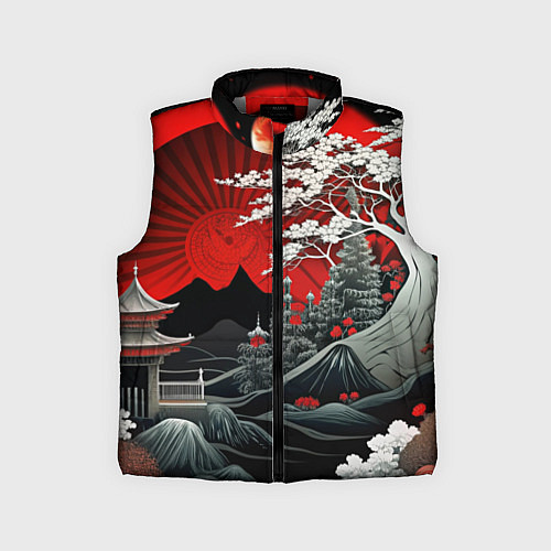 Детский жилет Деревья Японии и природа / 3D-Светло-серый – фото 1