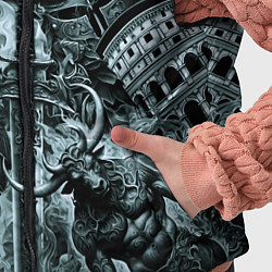 Детский жилет Гладиатор и минотавр на фоне мечей и щитов, цвет: 3D-светло-серый — фото 2