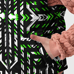 Детский жилет Чёрно-зелёный диагональные полосы на белом фоне, цвет: 3D-черный — фото 2