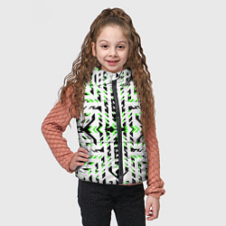 Детский жилет Чёрно-зелёный диагональные полосы на белом фоне, цвет: 3D-светло-серый — фото 2
