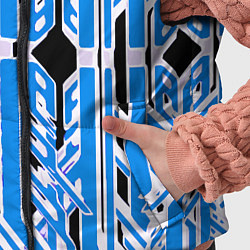 Детский жилет Бело-синие техно полосы на чёрном фоне, цвет: 3D-светло-серый — фото 2