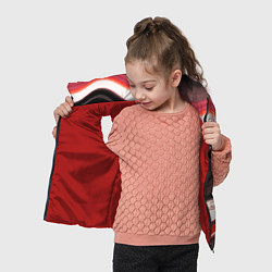 Детский жилет Волнистые горизонтальные чёрно-красные полосы на б, цвет: 3D-красный — фото 2