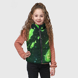 Детский жилет Зеленые кислотные брызги, цвет: 3D-черный — фото 2