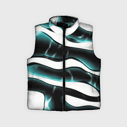 Детский жилет Абстрактный черно-зеленый камуфляж / 3D-Светло-серый – фото 1