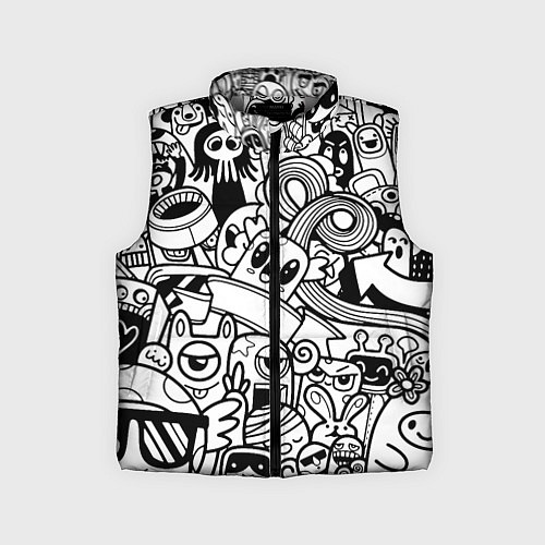 Детский жилет Black and white doddle monsters / 3D-Светло-серый – фото 1