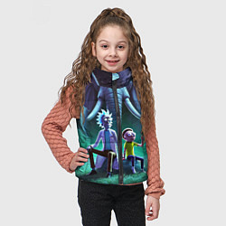 Детский жилет Рик и Морти - портрет на фоне слона, цвет: 3D-черный — фото 2