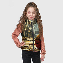 Детский жилет Баскетбольный мяч и город постапокалипсиса, цвет: 3D-светло-серый — фото 2