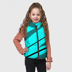 Детский жилет Неоновый голубой с чёрным абстракция с полосой, цвет: 3D-черный — фото 2