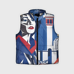 Детский жилет Девушка с красным шарфом, цвет: 3D-светло-серый