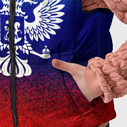 Детский жилет Герб России на фоне флага текстурный, цвет: 3D-черный — фото 2