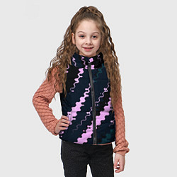 Детский жилет Тёмно-синий с розовым искажённые полосы, цвет: 3D-черный — фото 2