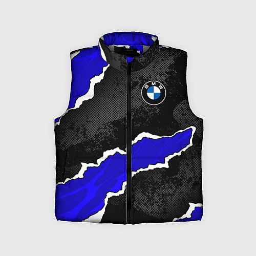 Детский жилет BMW - синие разрывы / 3D-Светло-серый – фото 1