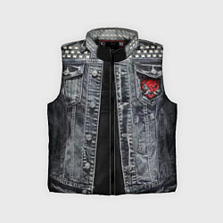 Детский жилет Джинсовка с татуировками самурай киберпанк, цвет: 3D-черный