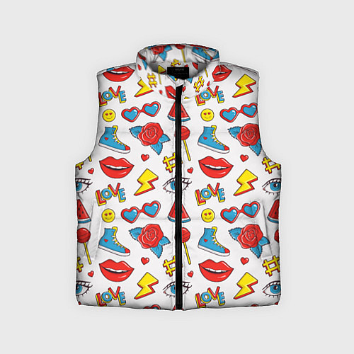 Детский жилет Паттерн с яркими молодежными стикерами / 3D-Светло-серый – фото 1
