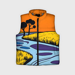 Детский жилет Пейзаж с фантастической природой, цвет: 3D-светло-серый