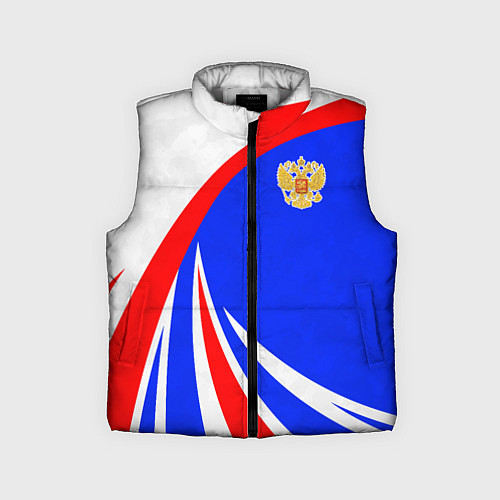 Детский жилет Герб России - цвета флага / 3D-Светло-серый – фото 1