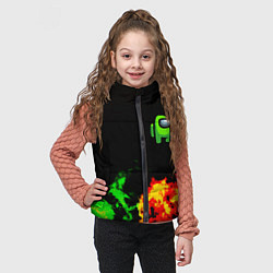 Детский жилет Амонг ас огненная текстура, цвет: 3D-светло-серый — фото 2