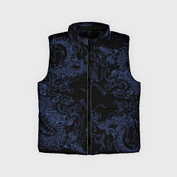 Детский жилет Синий дракон на черном, цвет: 3D-черный