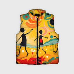 Детский жилет Радостные солнечные человечки, цвет: 3D-черный