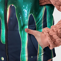 Детский жилет Текстура стекающая зеленая клякса, цвет: 3D-черный — фото 2