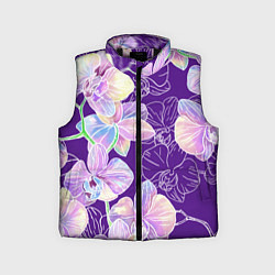 Детский жилет Японские акварельные орхидеи, цвет: 3D-черный