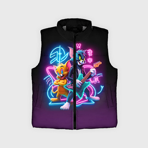 Детский жилет Гитарист Том и вокалист Джерри - неоновое свечение / 3D-Светло-серый – фото 1
