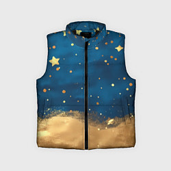 Детский жилет Золотые звезды на синем фоне текстура, цвет: 3D-черный