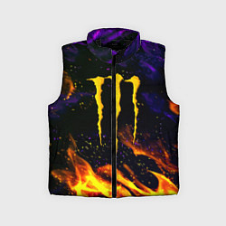 Детский жилет Monster energy лого в огне, цвет: 3D-черный