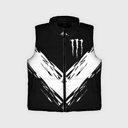 Детский жилет Monster energy белые полосы, цвет: 3D-черный