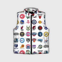 Детский жилет Команды НБА на белом фоне, цвет: 3D-черный