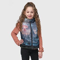 Детский жилет Фантастический мир с медузами и озеро у гор, цвет: 3D-черный — фото 2