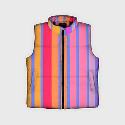 Детский жилет Теплые цветные полосы, цвет: 3D-черный