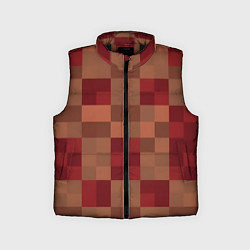 Детский жилет Бордовые пиксели, цвет: 3D-черный