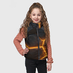 Детский жилет Черные плиты с оранжевой молнией, цвет: 3D-черный — фото 2