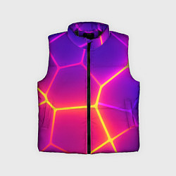 Детский жилет Синие плиты с фиолетовым свечением, цвет: 3D-черный