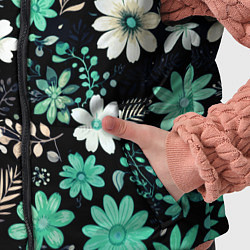 Детский жилет Чёрный в зелёный цветочек стилизованный, цвет: 3D-черный — фото 2