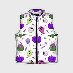 Детский жилет Halloween purple pumpkin pattern, цвет: 3D-черный