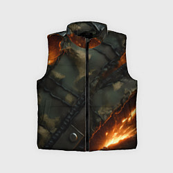 Детский жилет Разорванный камуфляж с огнем