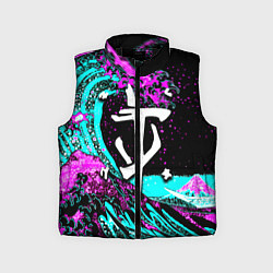 Детский жилет Doom самураи неоновая волна, цвет: 3D-черный