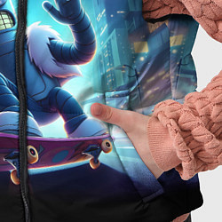 Детский жилет Bender is a skateboarder in neon street - ai art, цвет: 3D-черный — фото 2